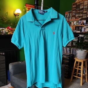 Ralph Lauren Polo 90s Shirt Teal/Aqua Vintage  - Large